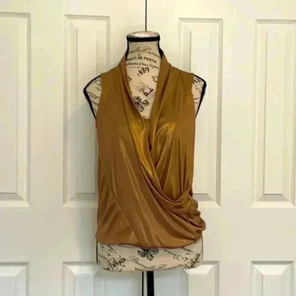 Femme Gold Metallic Top  in Size Small